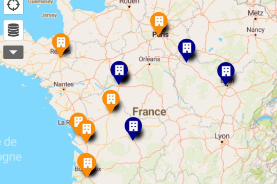 Carte illustrant les réalisations du programme en France