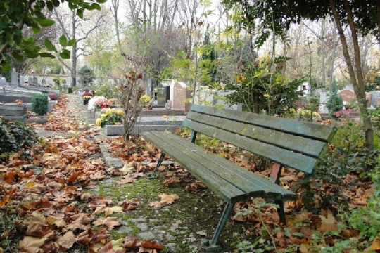 Banc dans le cimetière parisien d'Ivry