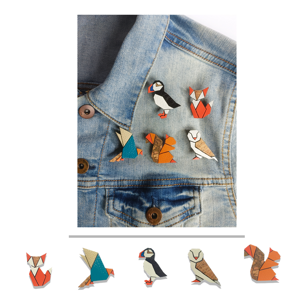 Broches en cuir végétal