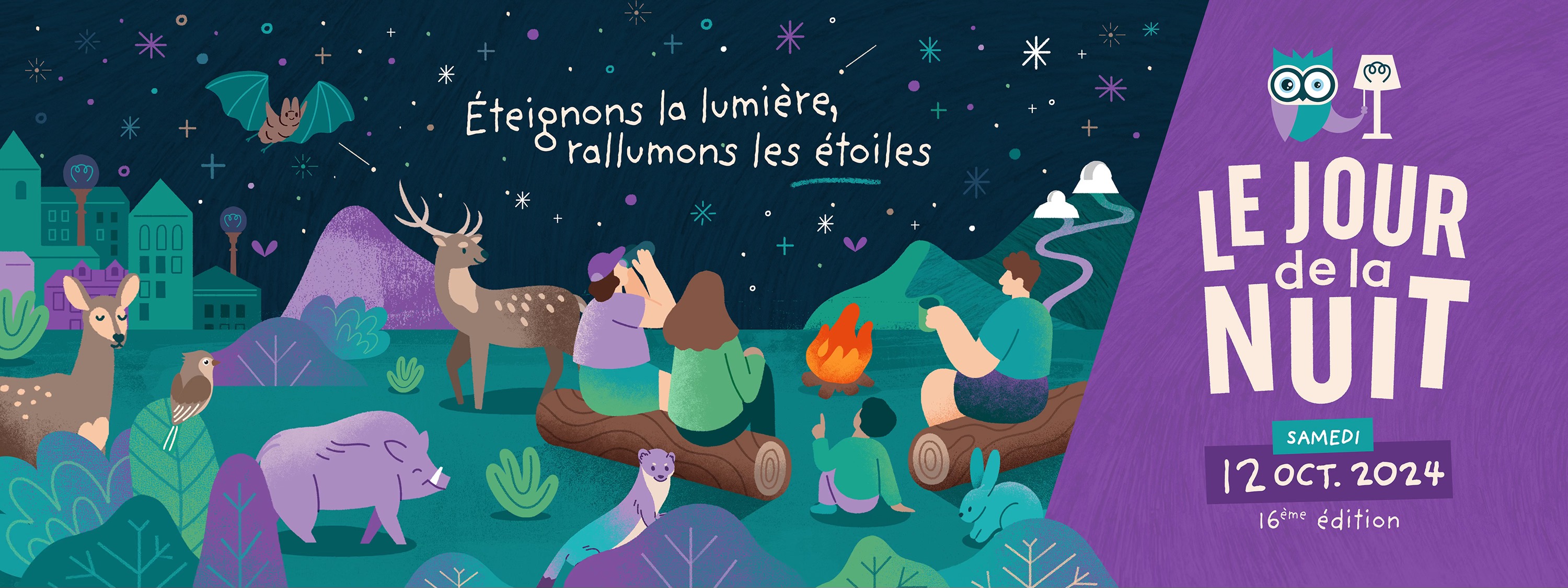 Le jour de la nuit : samedi 12 octobre 2024, 16e édition. Eteignons la lumière, rallumons les étoiles.