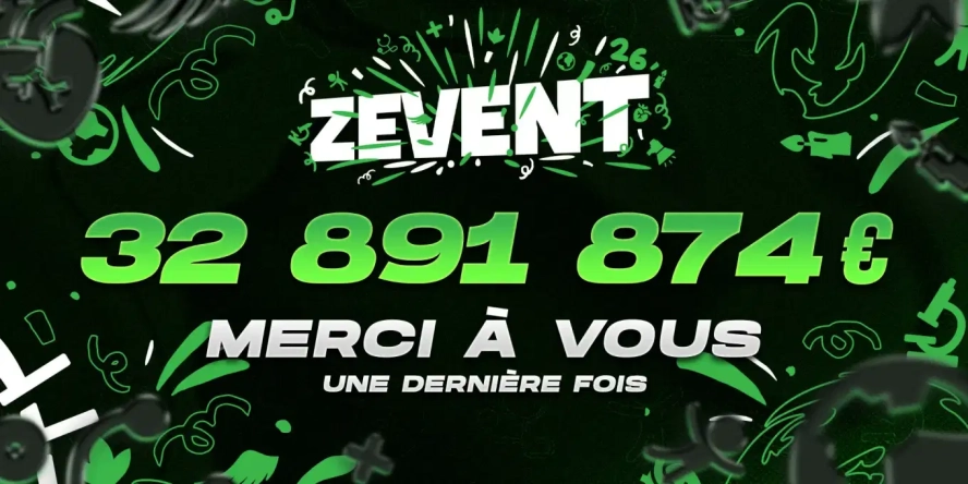 ZEvent : 32 891 874 €. Merci à vous une dernière fois