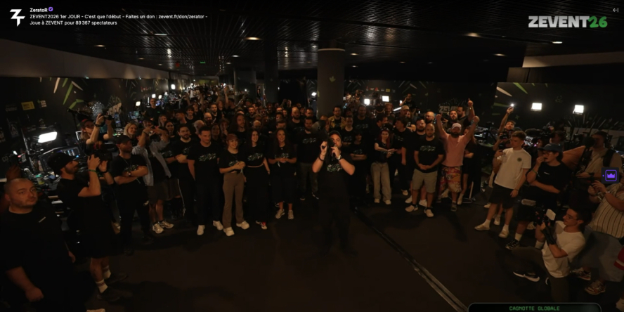 lancement du ZEvent avec regroupement des streamers autour de Zerator
