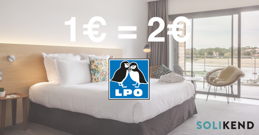 Chambre d'hôtel avec logo LPO et SOLIKEND