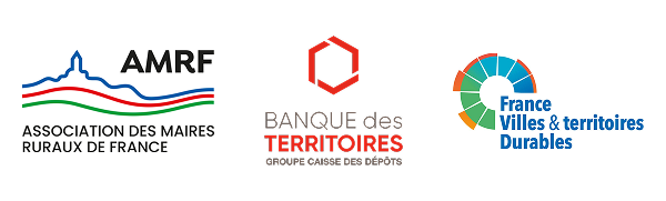 logos : Association des maires ruraux de France, Banque des territoires, France Villes et territoires durables