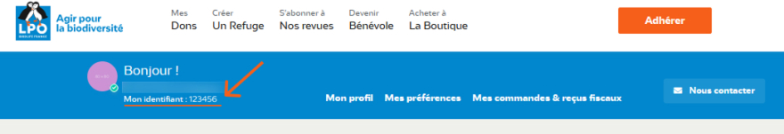 Trouver mon identifiant : 6 chiffres &agrave; la suite de "mon identifiant", sous mon adresse mail