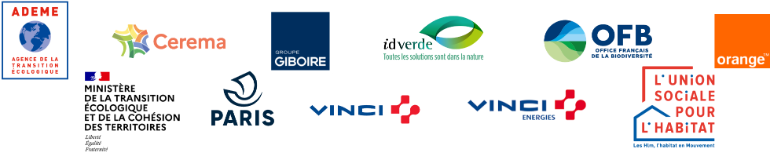 logos partenaires : ADEME, Cerema, MTE, Paris, Vinci, Vinci Energies, OFB, Giboire, Union Sociale pour l'Habitat