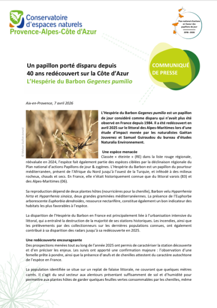 Communiqu&eacute; de presse CEN PACA