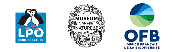 logos de la LPO, du Mus&eacute;um d'Histoire Naturelle et de l'Office Fran&ccedil;ais de la Biodiversit&eacute;