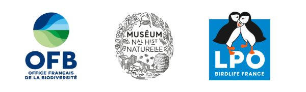 logos de l'Office Fran&ccedil;ais de la Biodiversit&eacute;, du Mus&eacute;um National d'Histoire Naturelle et de la LPO