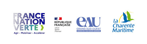 Logos du Fond Vert, de l’Agence de l’eau Adour Garonne et du Conseil Départemental de Charente Maritime