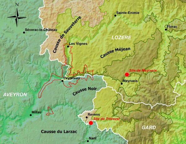 Carte de situation des sites de lâcher