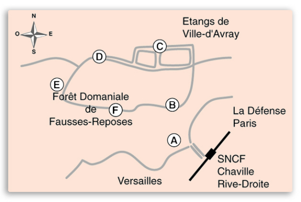 Carte : forêt de Fausses-Reposes et les étangs de Ville-d'Avray