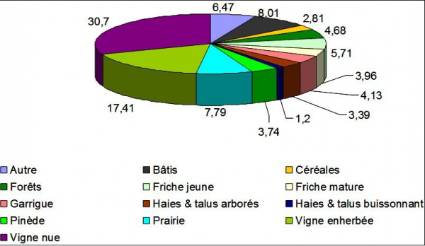 Distribution en % des formations paysagères sur la zone d’étude