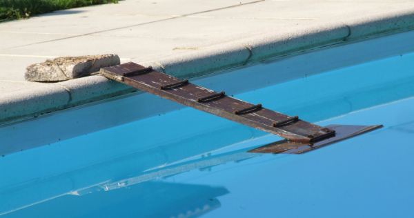 Planche rugueuse pouvant aider les hérissons à sortir d’une piscine