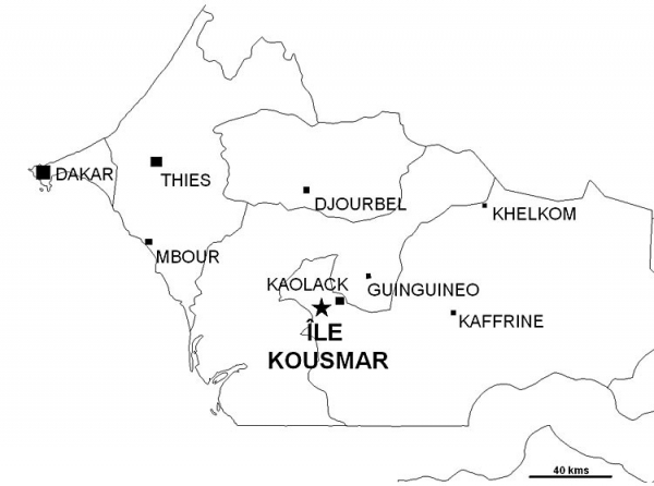 Localisation de l’île de Kousmar au Sénégal