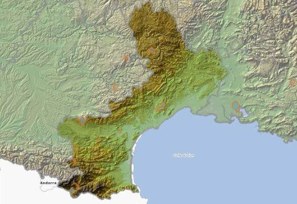 Localisation des principaux dortoirs postnuptiaux (zones entourées d'un trait orange)