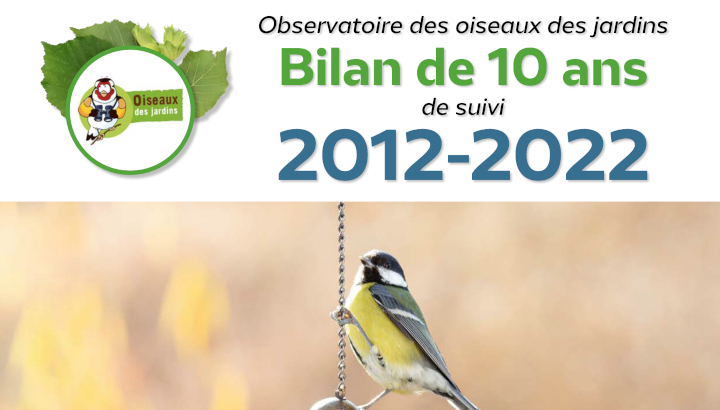 couverture du bilan de 10 ans de suivi de l'observatoire des oiseaux des jardins